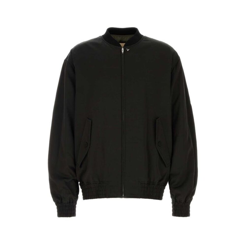 Valentino Garavani Men Black Viscose Blend Bomber Jacket